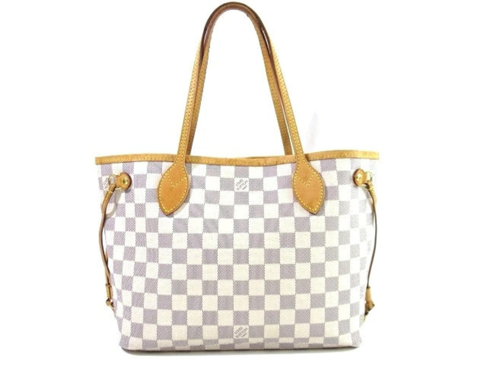 LOUIS VUITTON Bag Tote Neverfull Damier Azur White